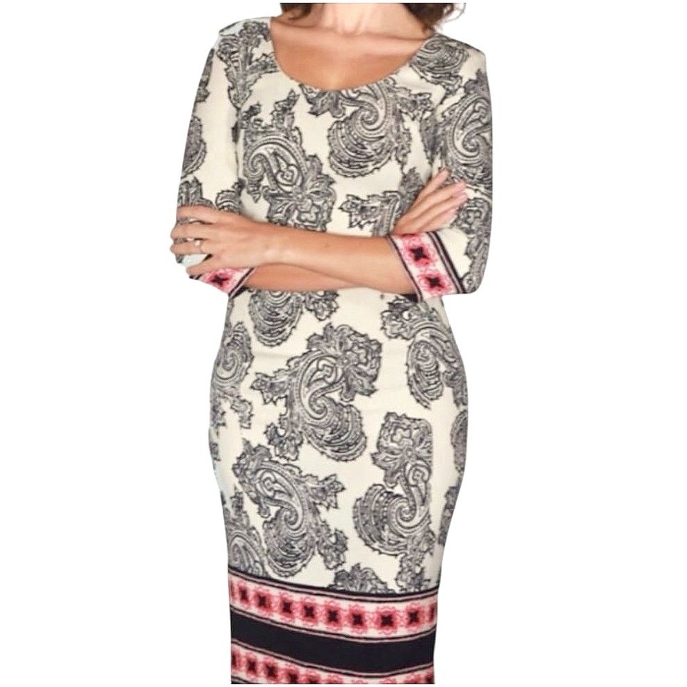 Etro Milano Women Paisley Print Sheath Dress Size 50 US 12-14